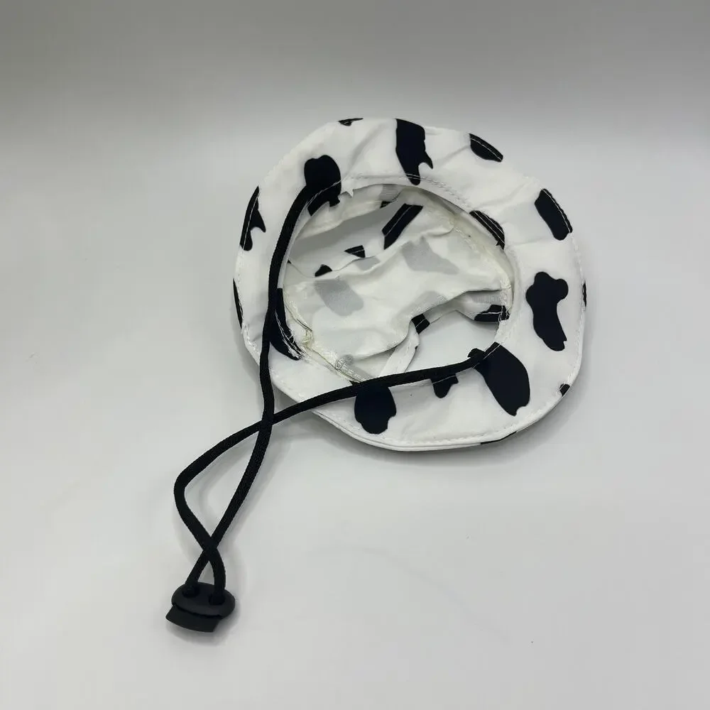 2Pcs Pet Bucket Hat Set Cow Print & Yellow